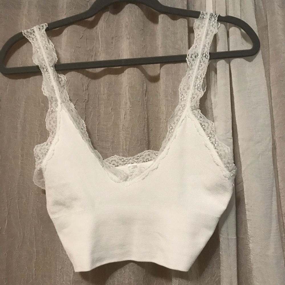 White seamless lace tank! Urban Outfitters